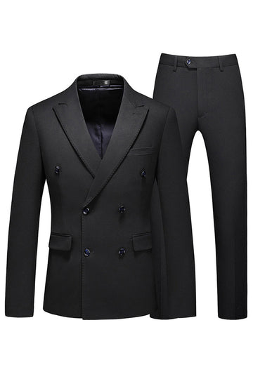 Black Peaked Lapel 3 Pieces Satin Men's Prom Suits